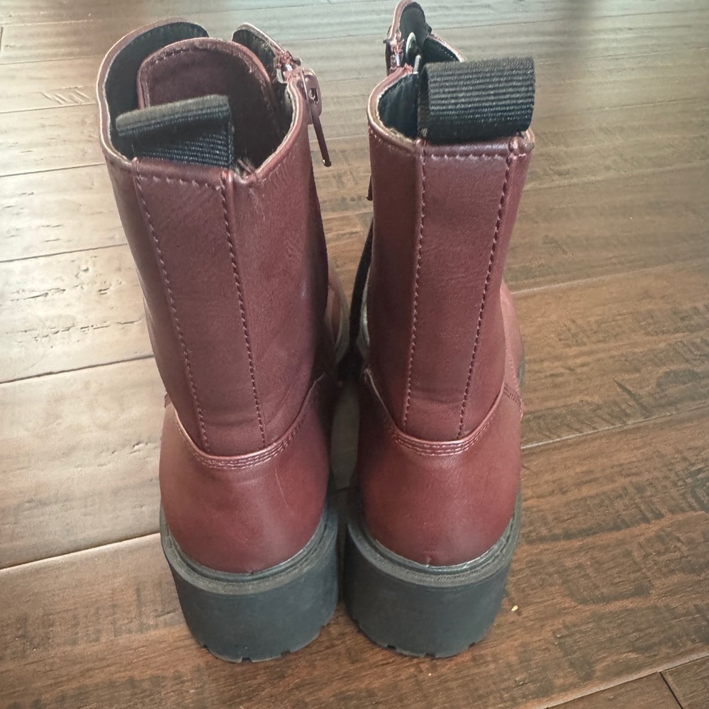 Steve Madden moto burgundy combat utility grunge 90’s lug boot size 8 - Picture 6 of 9